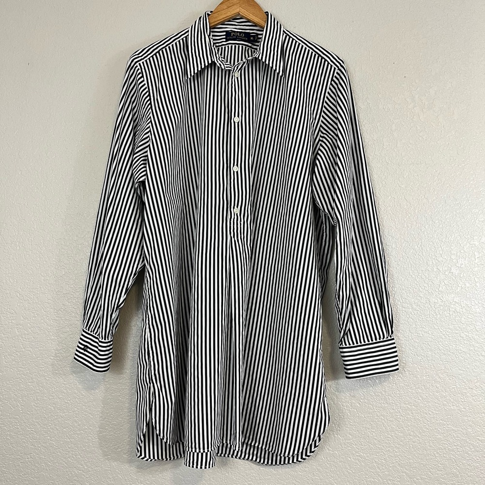 Polo Ralph Lauren Blue Label 100 % Cotton Striped Tunic Shirt Dress Womens XL